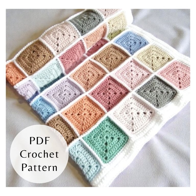 Crochet Baby Blanket Pattern - Granny Square Stash Busting Project