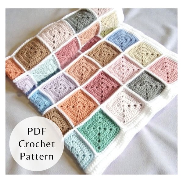 Crochet Baby Blanket Pattern - Granny Square Stash Busting Project