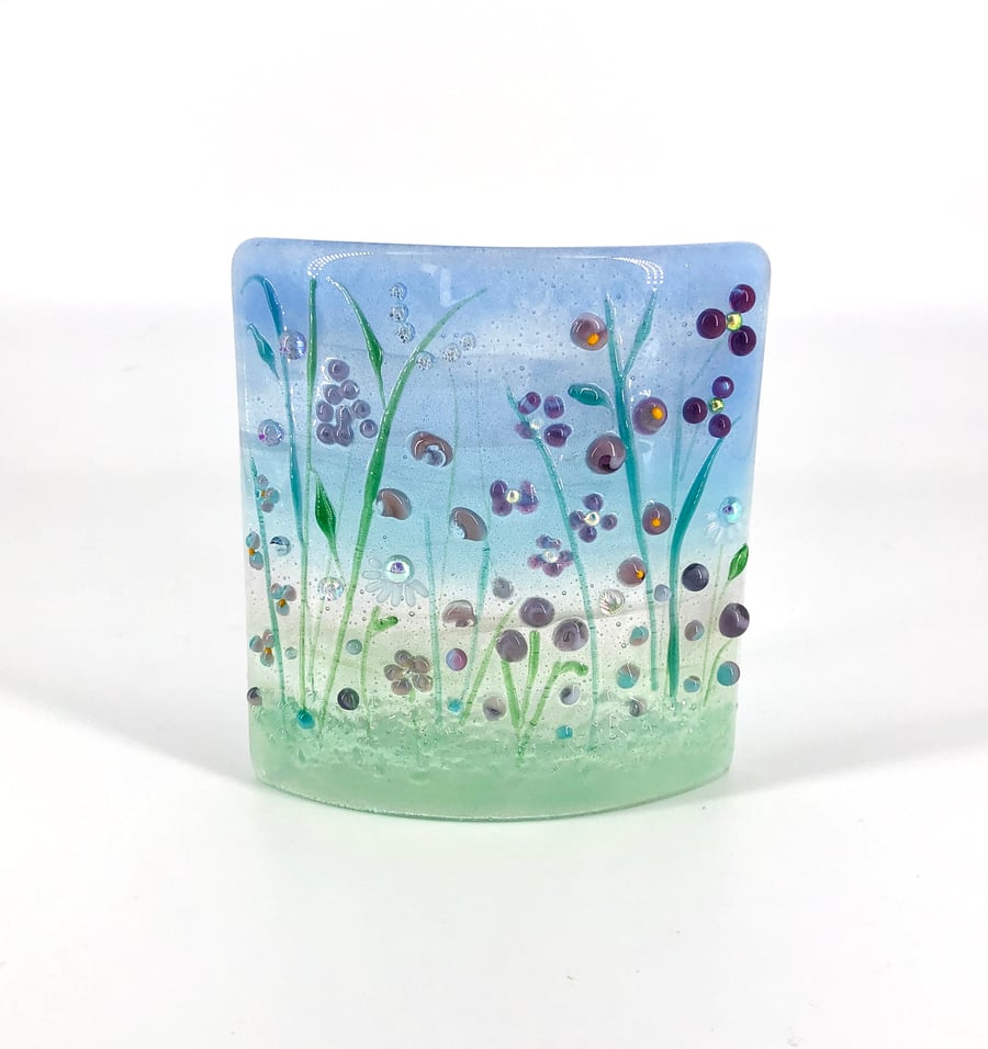 Purple Glass Flower Meadow Panel