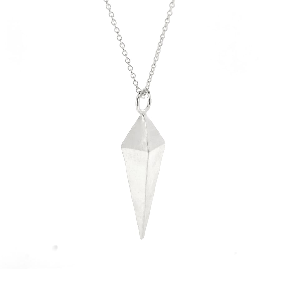 Silver geometric pyramid pendant