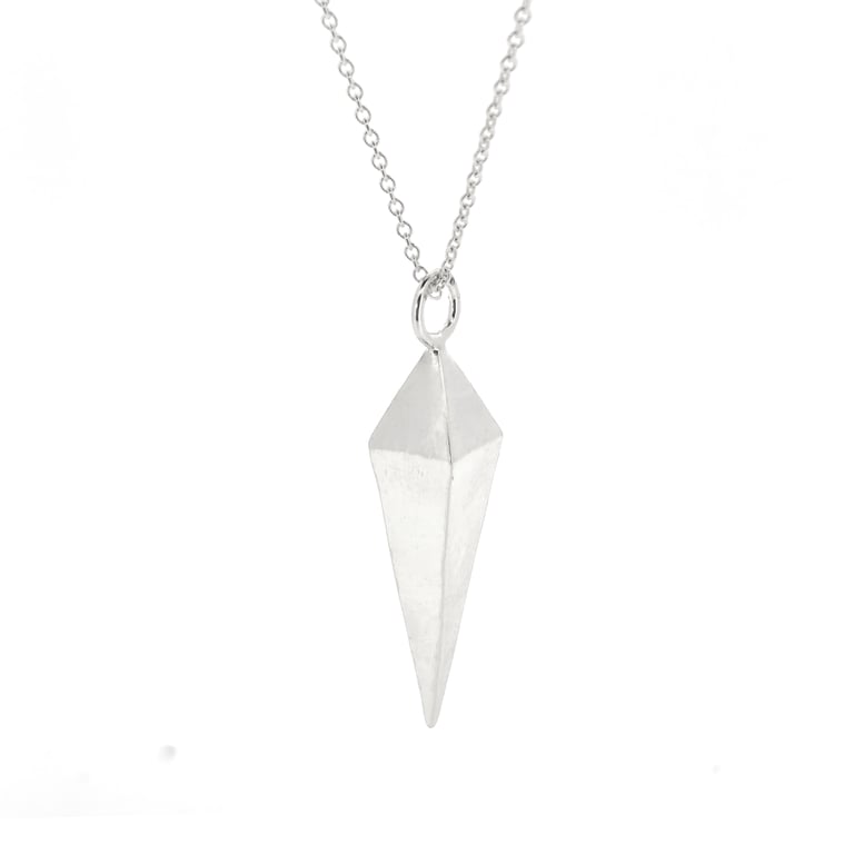 Silver geometric pyramid pendant