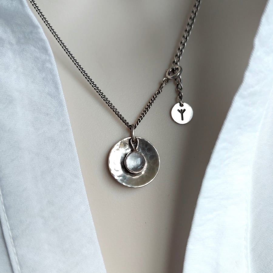 Highland Clear Quartz Personalised Handmade Scottish Large Disc Necklace