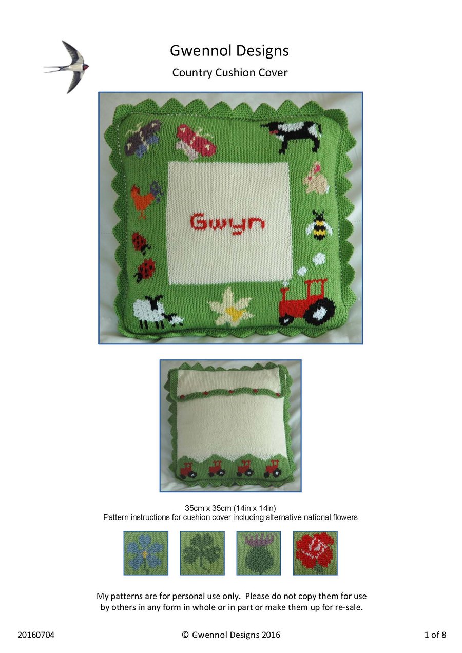 Country Cushion Cover PDF Knitting Pattern