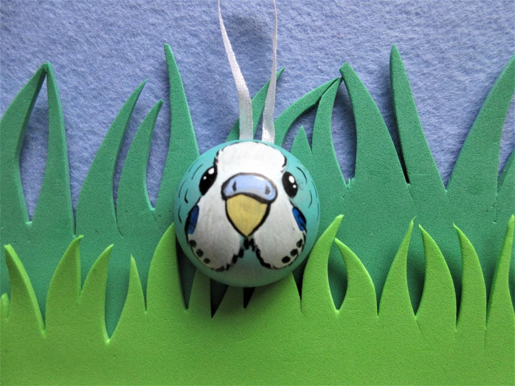 Christmas Tree Bauble Budgie Budgerigar Pet Bird Blue Hanging Decoration