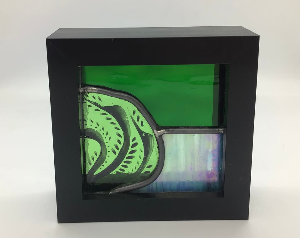 Stained glass leaf mini panel