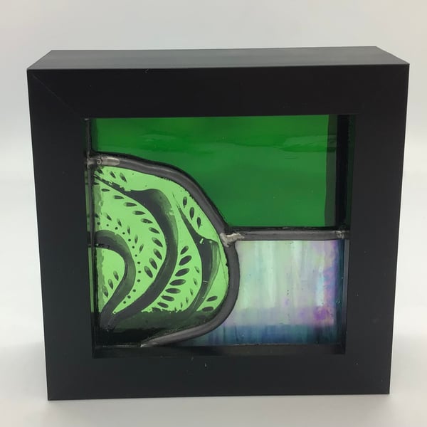 Stained glass leaf mini panel