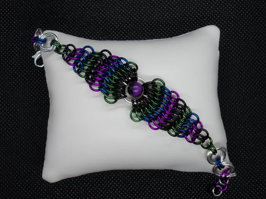 SALE - Peacock feather chainmaille bracelet