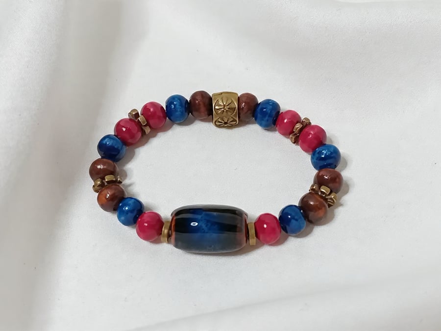 Ceramic & Wood Beaded Bracelet