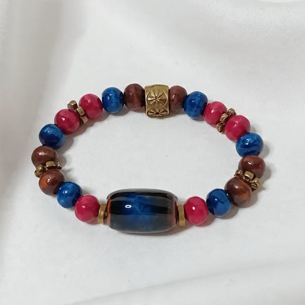 Ceramic & Wood Beaded Bracelet