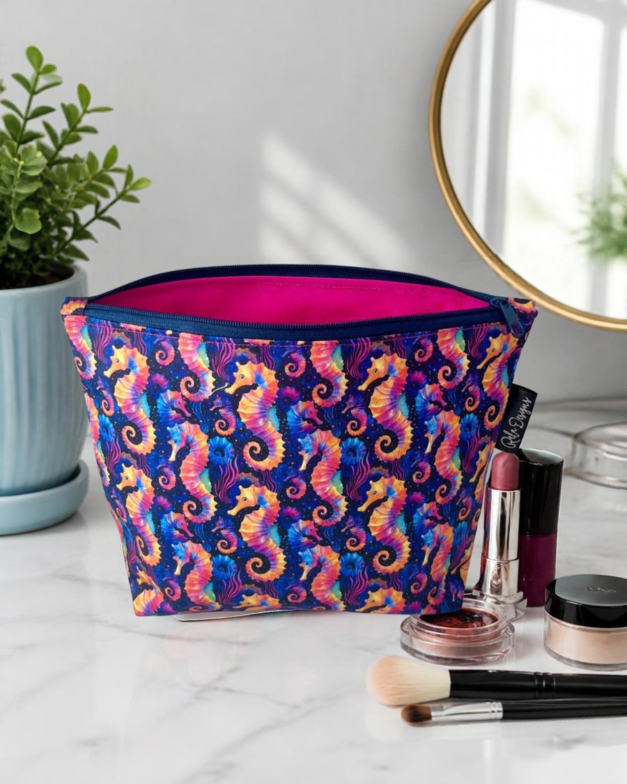 Makeup bags bright seahorses