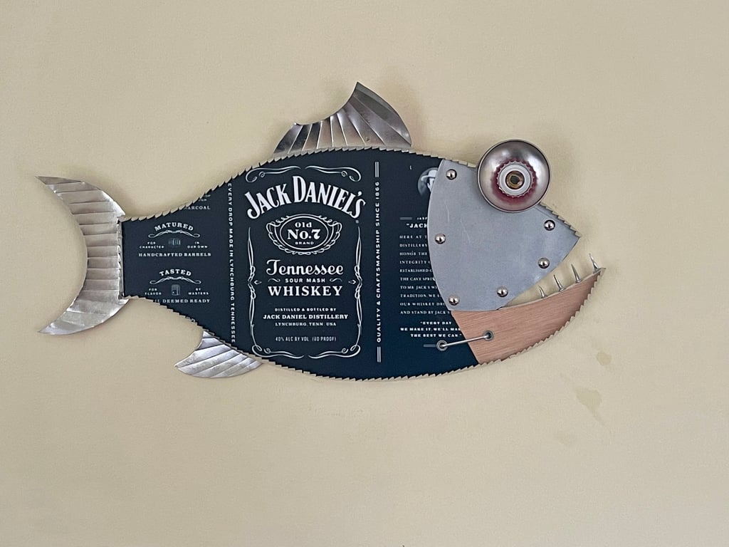 Jack Daniels Whiskey Weird Fish Garden Bar Fisherman Wall Art Pub Fishing  