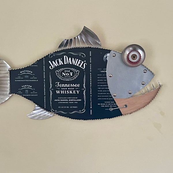 Jack Daniels Whiskey Weird Fish Garden Bar Fisherman Wall Art Pub Fishing  