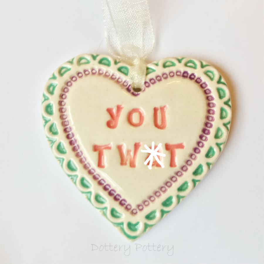 Small Ceramic heart decoration Swear words 