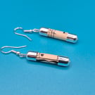 Vintage music notes cylindrical paper beaded earrings 