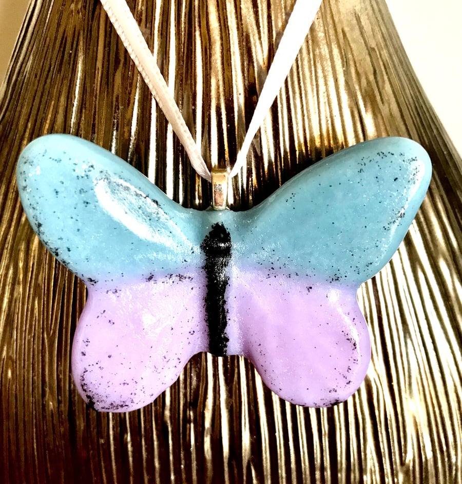 Pastel Blue & Lilac Butterfly Hanging Decoration