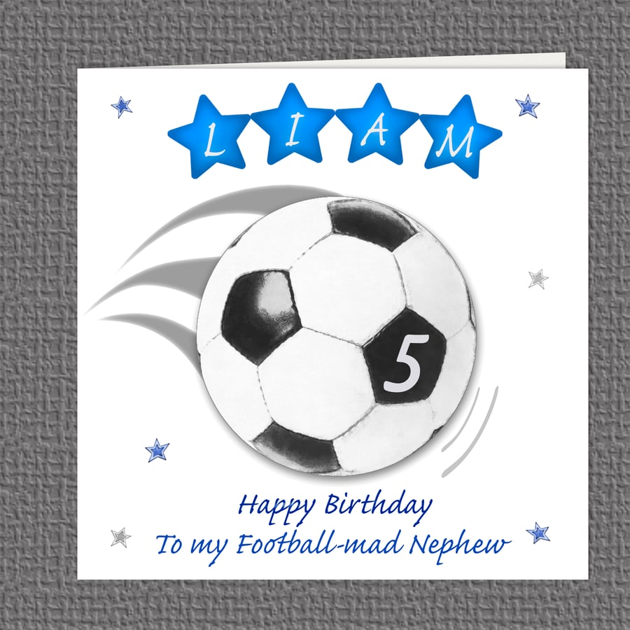 Football Stars Personalised Birthday Card, any age, 148mm square