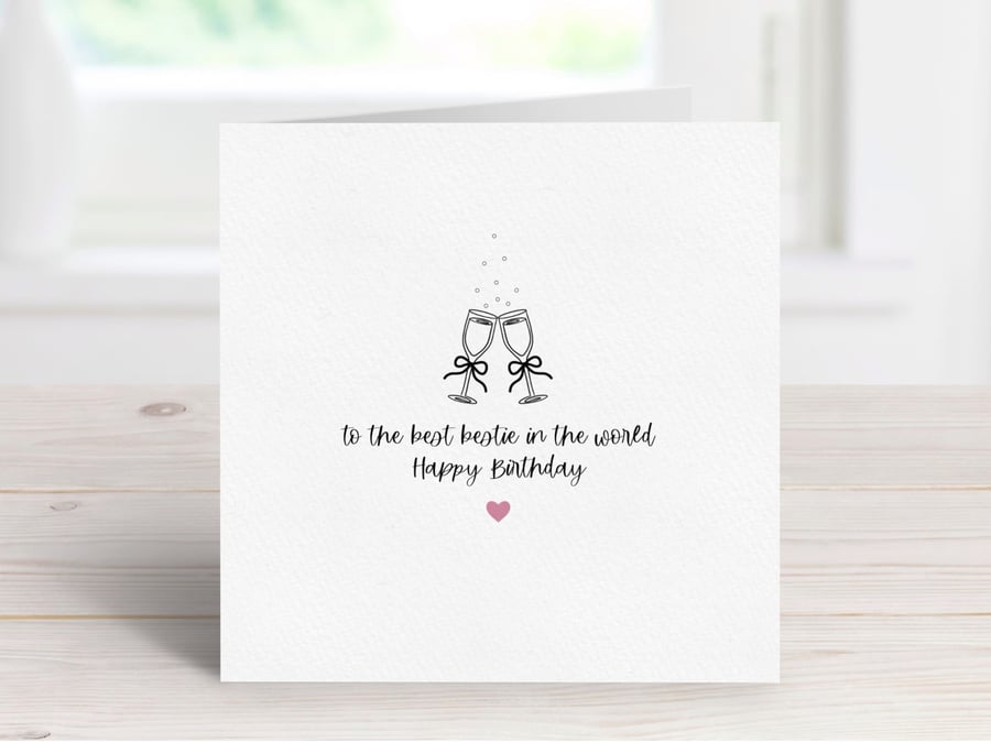 Best Friend Birthday Card, Handmade Greeting Card For Friend.