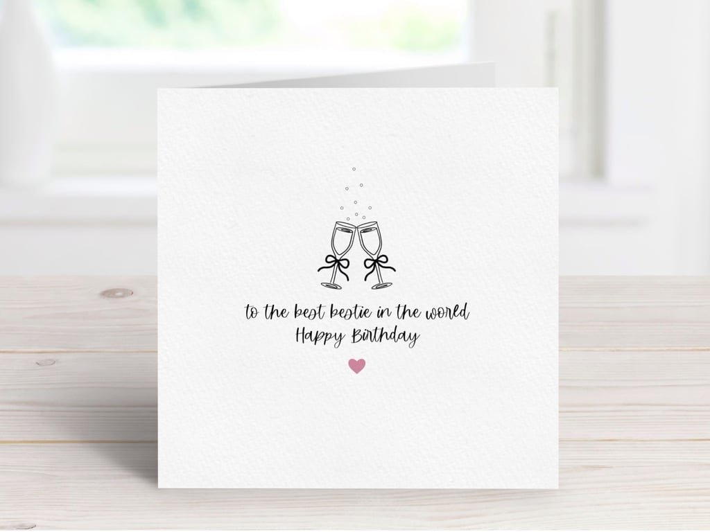 Best Friend Birthday Card, Handmade Greeting Card For Friend.