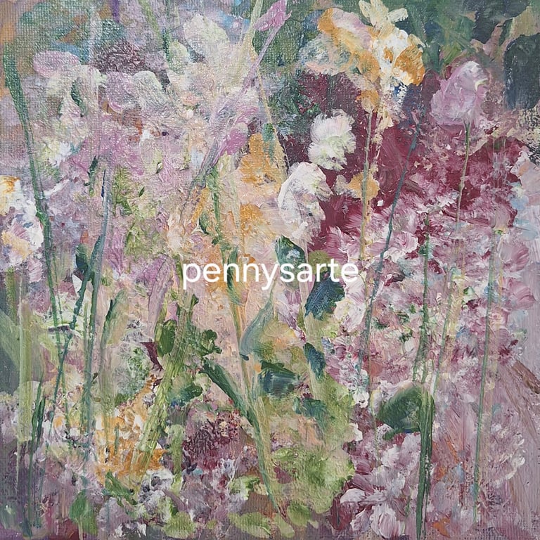 Original Textured Floral Acrylic Painting - 20cm x 20cm