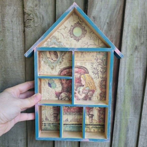 Alice Storybook Wall Shelf - Mini Treasure Storage for Alice Lovers 
