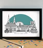 Armagh Landmarks Skyline Art Print - Image 3