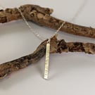 Silver Birch Bar Pendant Necklace, Handmade Recycled Sterling Silver