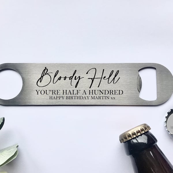 50th birthday bottle opener, Fiftieth birthday gift, milestone gift, funny birth