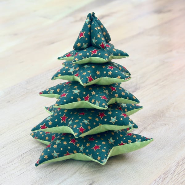 Fabric Christmas Tree Table Decoration with Stars design
