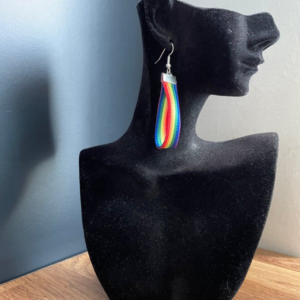 Gay Pride Rainbow Reclaimed Material Earrings