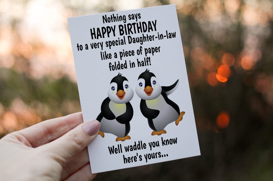 Penguin Birthday Card, Card for Family Birthday, Cute Penguin Card