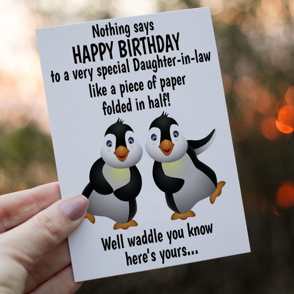 Penguin Birthday Card, Card for Family Birthday, Cute Penguin Card