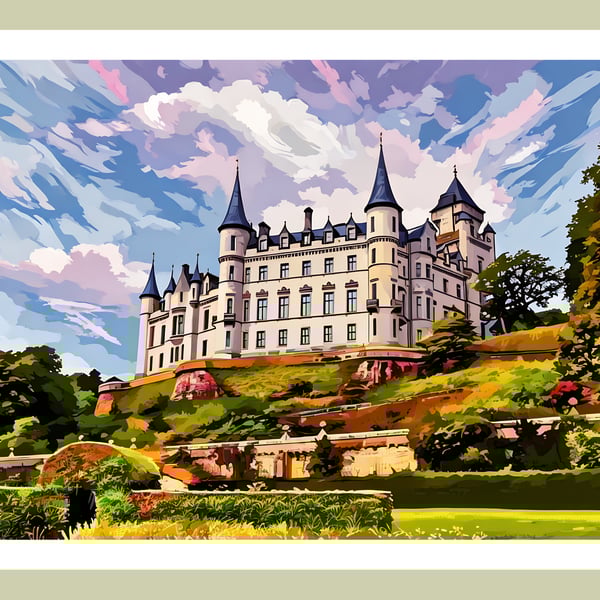 Dunrobin Castle Scotland Greeting Card A5 Size 