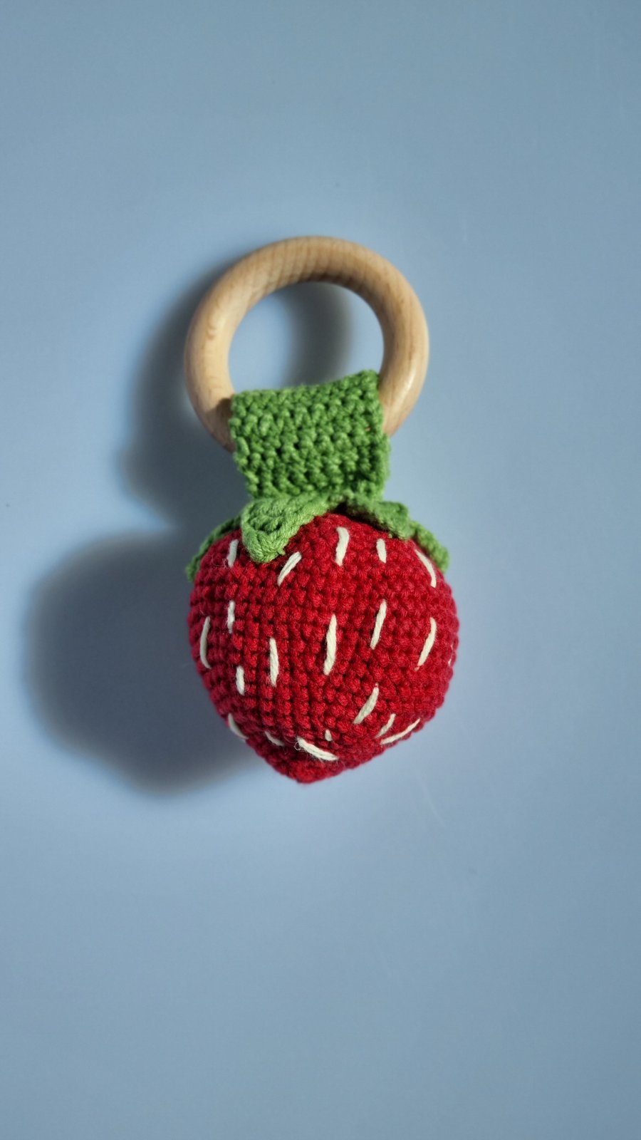 Crochet rattle strawberry 
