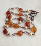 Carnelian and pearl copper wire necklace, June and July birthstone, Cancer sign - Image 9