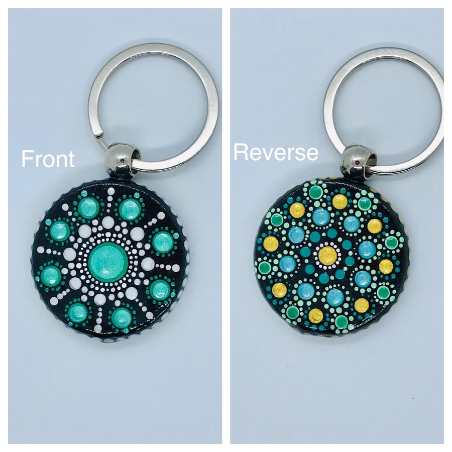 Hand painted Mandala keyring