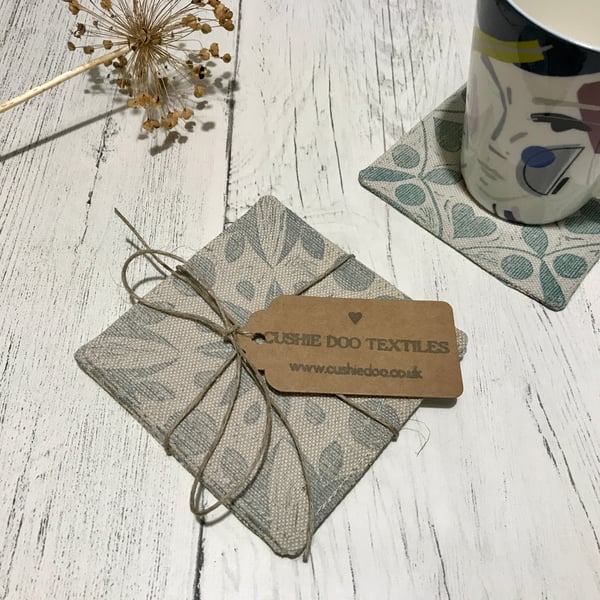 Hand Printed Linen Coaster Set