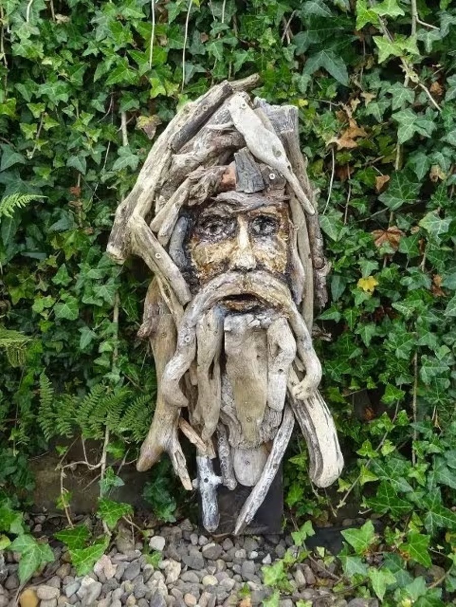 Wizard Green Man Driftwood Garden Sculpture