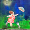 Dancing in the rain mixed media art print