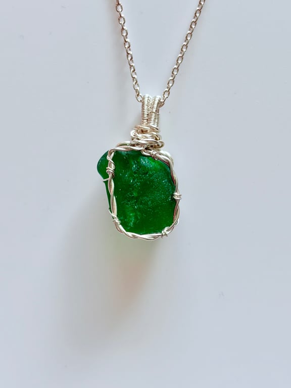 Scottish Sea Glass Necklace – Genuine Beachcombed Sea Glass Pendant – Handmade