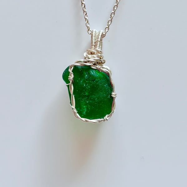 Scottish Sea Glass Necklace – Genuine Beachcombed Sea Glass Pendant – Handmade