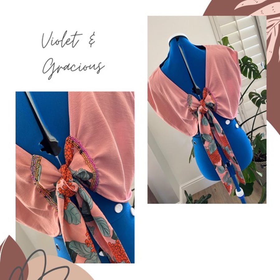 Pink Tie Back Top . Crop Top . Summer Top . size 8-10