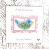 Birthday Card with Detachable Glass Meadow Bird