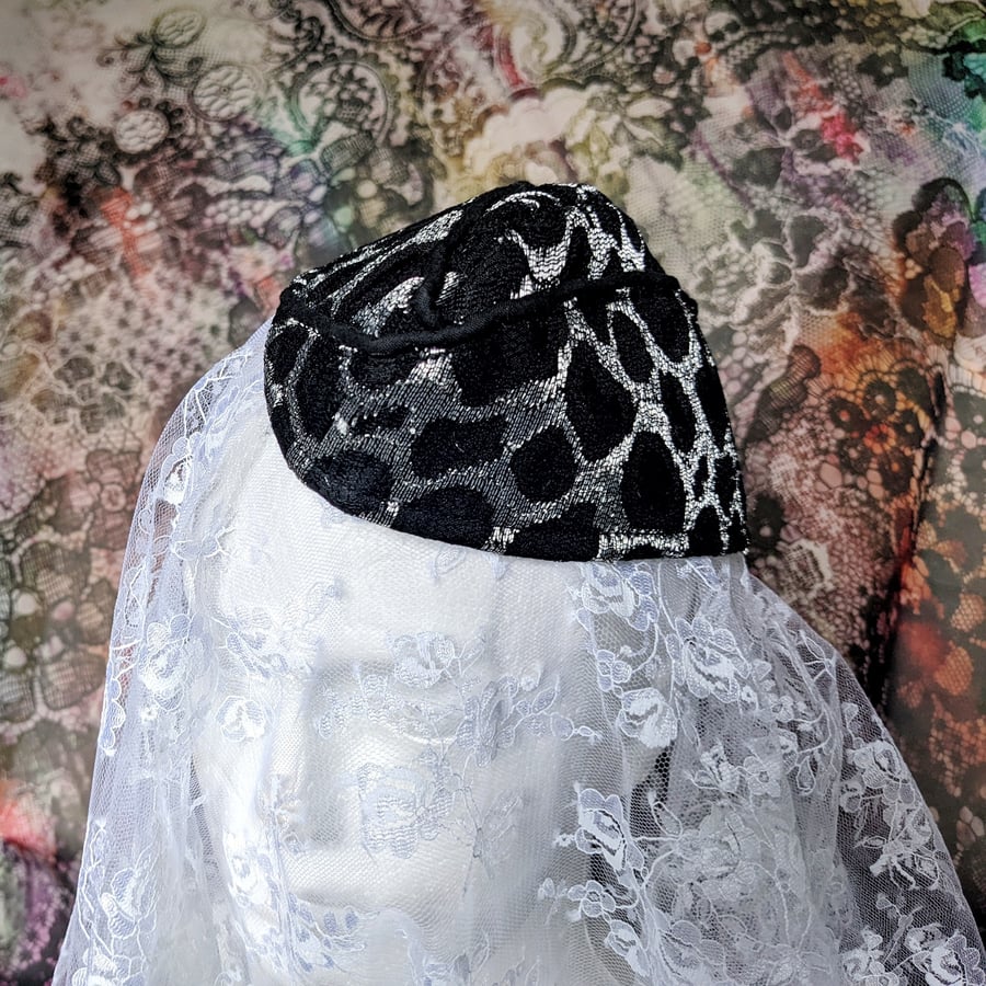 Black and Silver Lace Cosplay Gothic Steampunk Dieselpunk Fetish  Garrison Hat