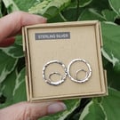(Made to Order) 18mm Hammered Circle & Plain Oval Earrings (Sterling Silver)