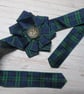 Black Watch Tartan Ruffle Rosette Celtic Button Wrist Corsage Wristlet  - Image 3