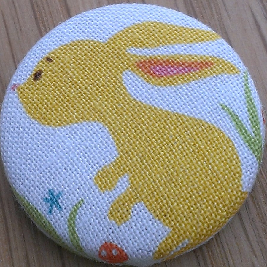 SALE Bunny Rabbit Fabric Badge Brooch