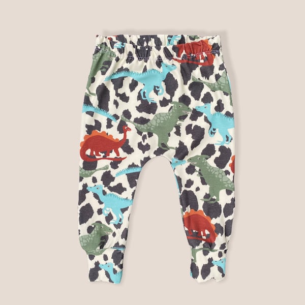 Dinosaur Cuffed Leggings in Organic stretchy Cotton - 2 years up to 5 years
