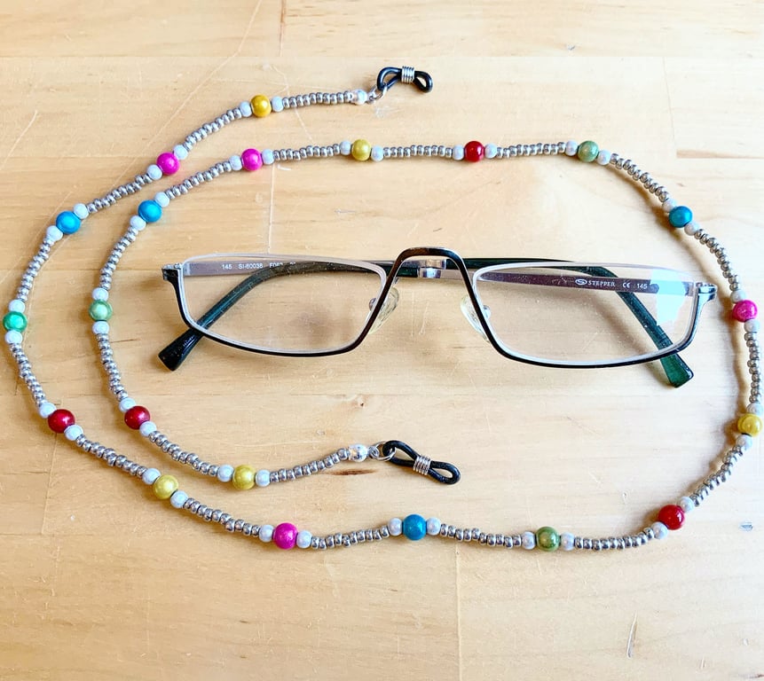 Reading Glasses Chain. Glasses Lanyard. Miracle Bead Lanyard. Miracle Beads.