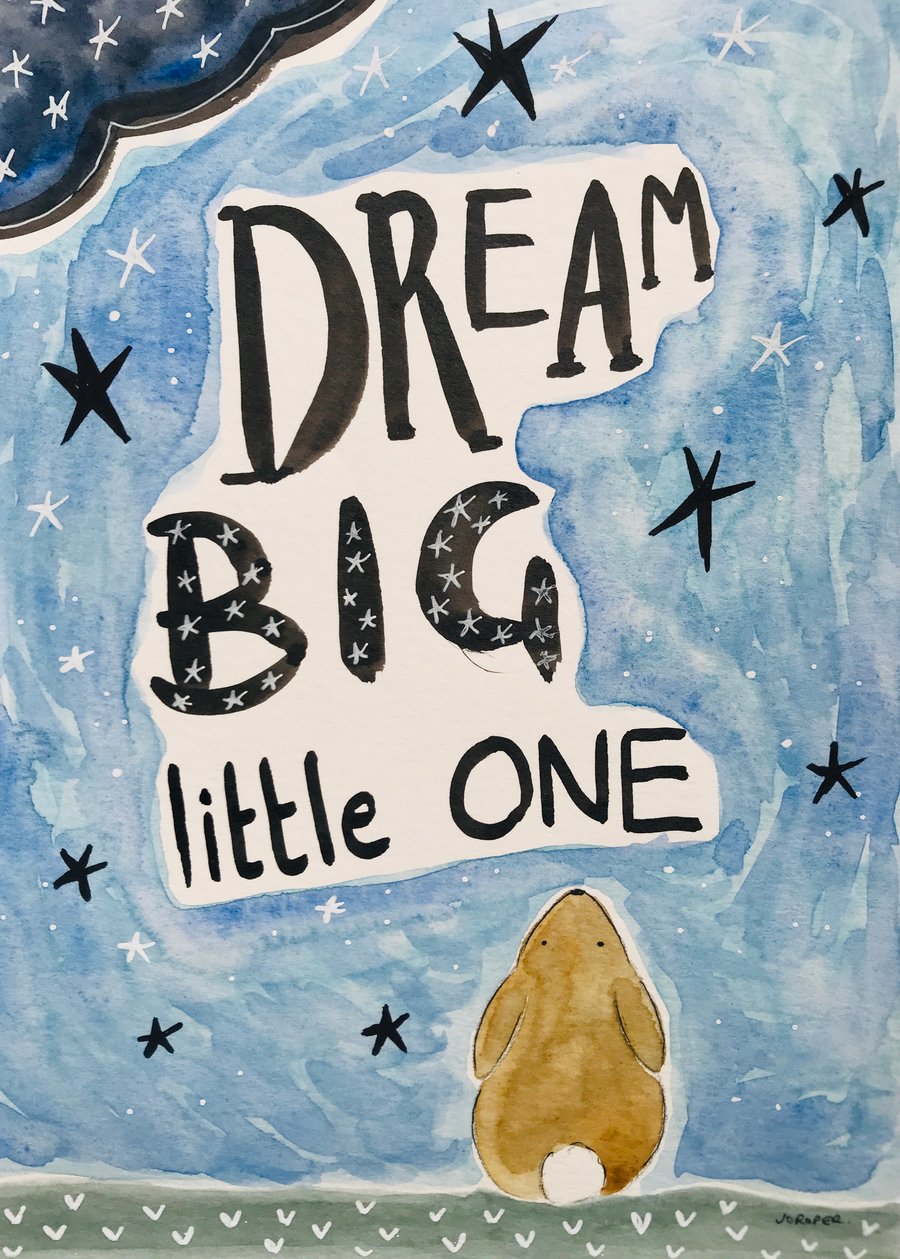 Original Painting Dream big bunnies Jo Roper