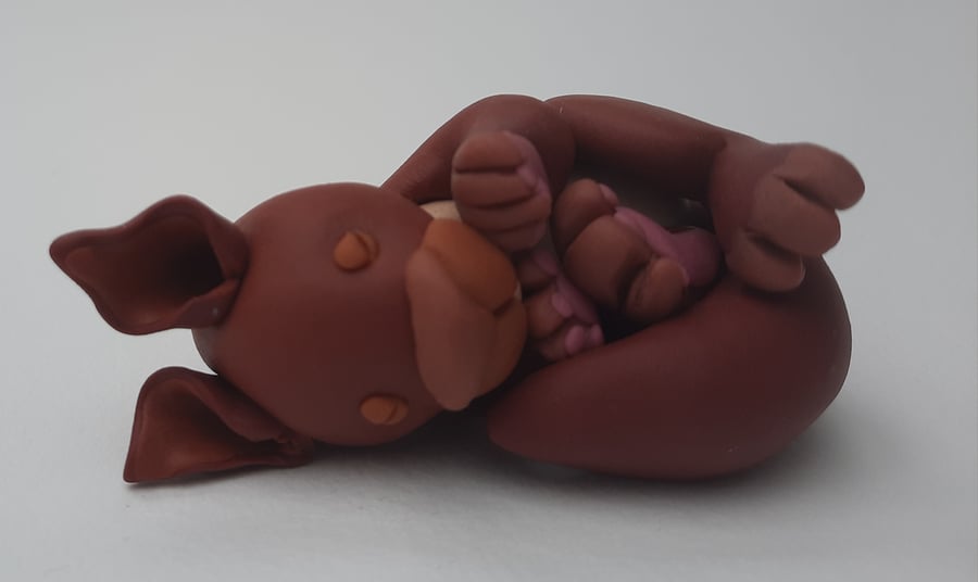 Handmade Polymer clay Squirrel: AKA Sleepy Sue